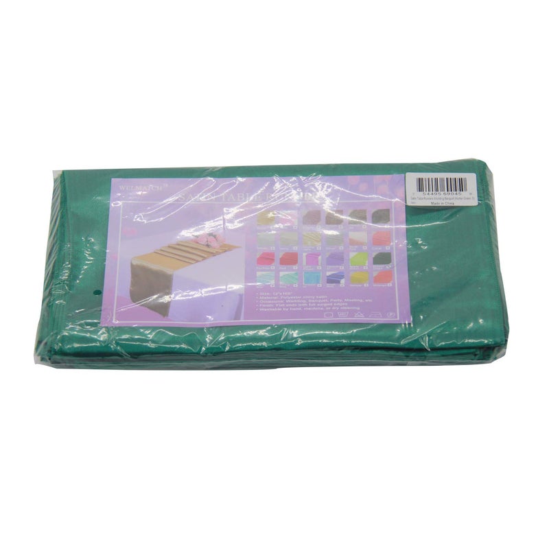WELMATCH Hunter Green Satin Table Runners - 5 pcs Wedding Banquet Party Event Decoration Table Runners (Hunter Green, 5) - Image 4